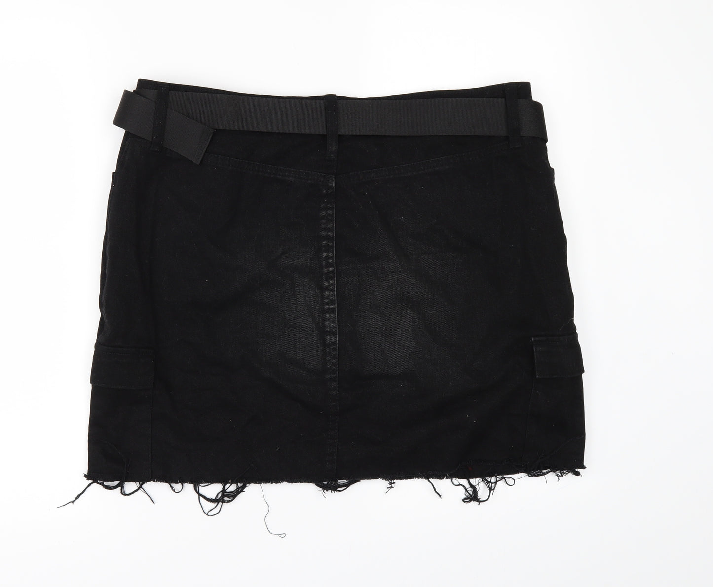 Denim & Co. Womens Black  Denim Mini Skirt Size 16  - Frayed Hem