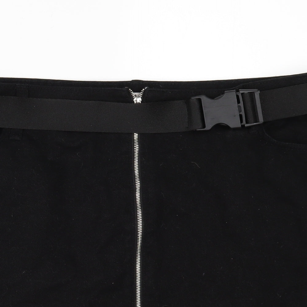 Denim & Co. Womens Black  Denim Mini Skirt Size 16  - Frayed Hem