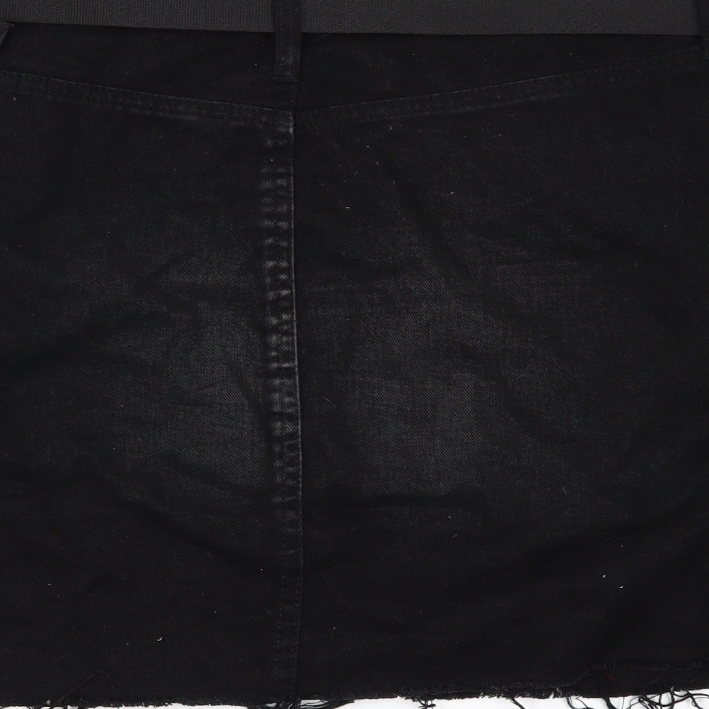 Denim & Co. Womens Black  Denim Mini Skirt Size 16  - Frayed Hem