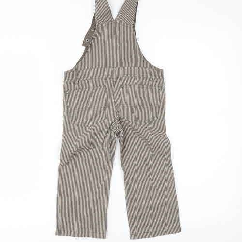 Vertbaudet Boys Brown Striped  Dungarees Trousers Size 3 Years