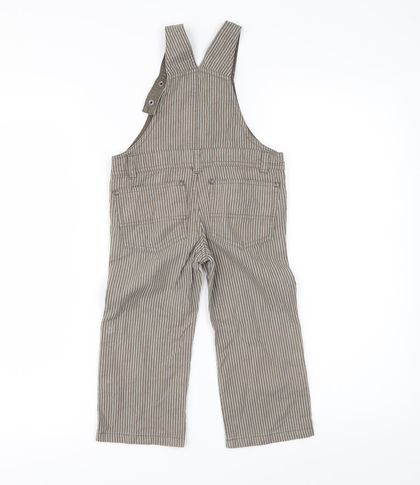Vertbaudet Boys Brown Striped  Dungarees Trousers Size 3 Years