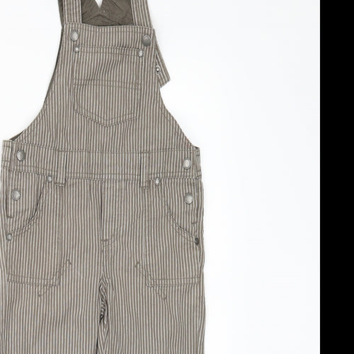Vertbaudet Boys Brown Striped  Dungarees Trousers Size 3 Years