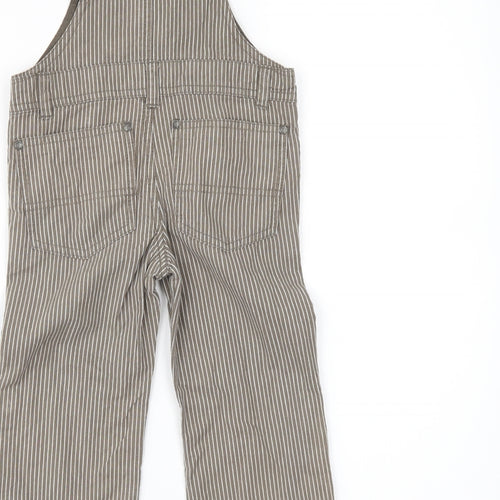 Vertbaudet Boys Brown Striped  Dungarees Trousers Size 3 Years
