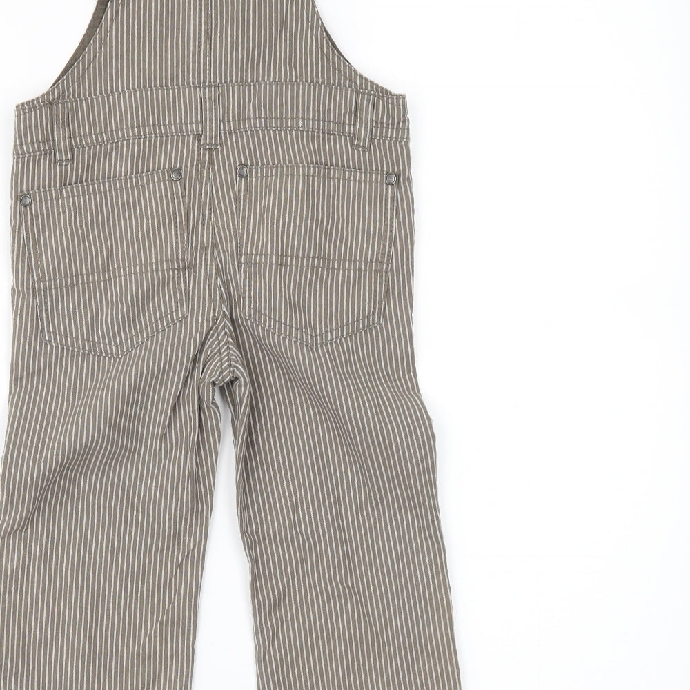 Vertbaudet Boys Brown Striped  Dungarees Trousers Size 3 Years