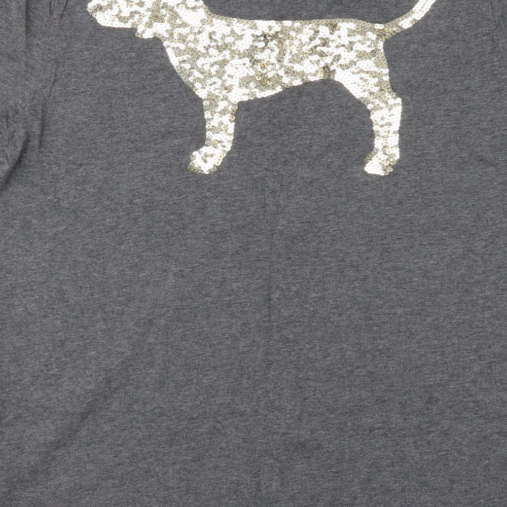 Victoria's Secret Womens Grey   Basic T-Shirt Size XS  - sequin dog