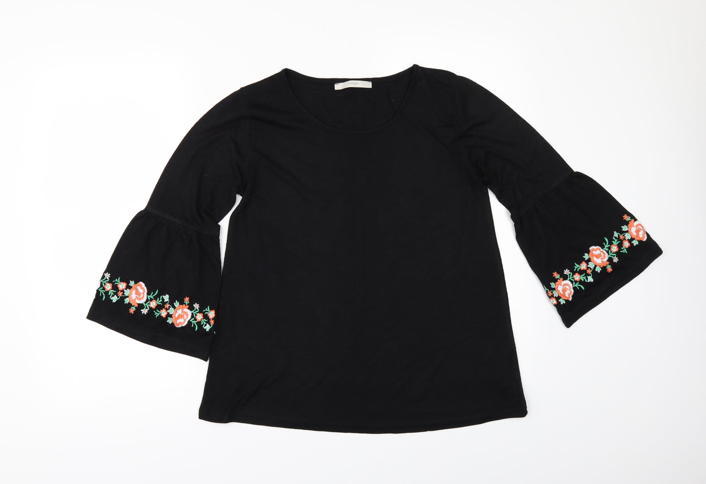 George Womens Black Floral  Basic T-Shirt Size 10