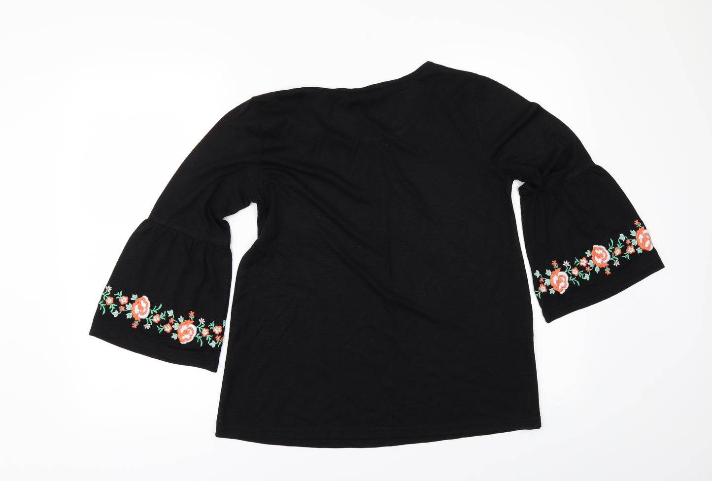 George Womens Black Floral  Basic T-Shirt Size 10