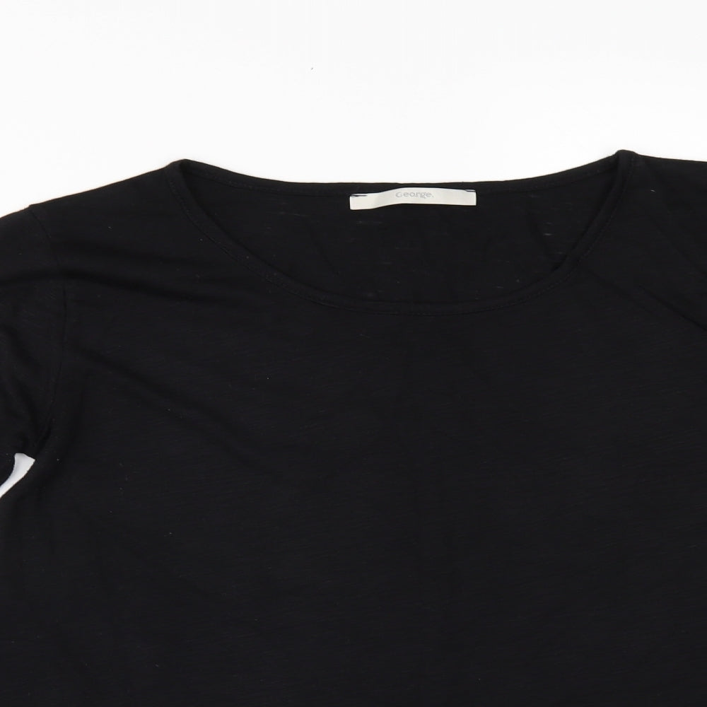 George Womens Black Floral  Basic T-Shirt Size 10