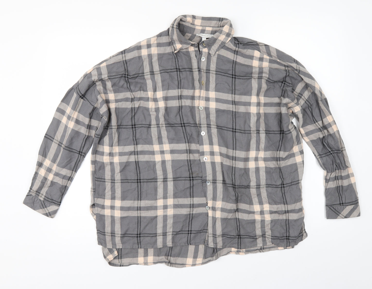 Warehouse Womens Grey Check  Basic Button-Up Size S
