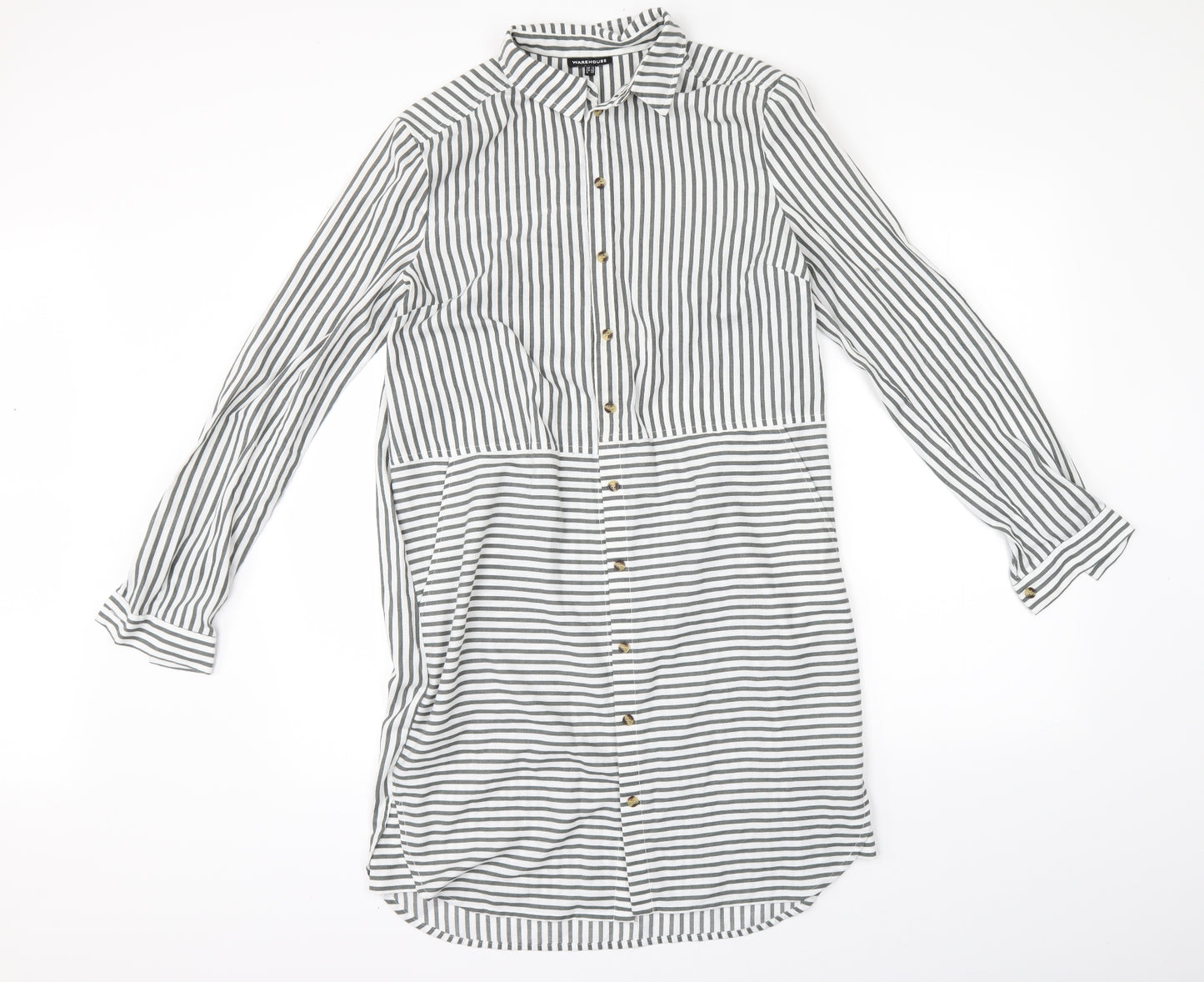 Warehouse Womens White Striped  Shirt Dress  Size 12