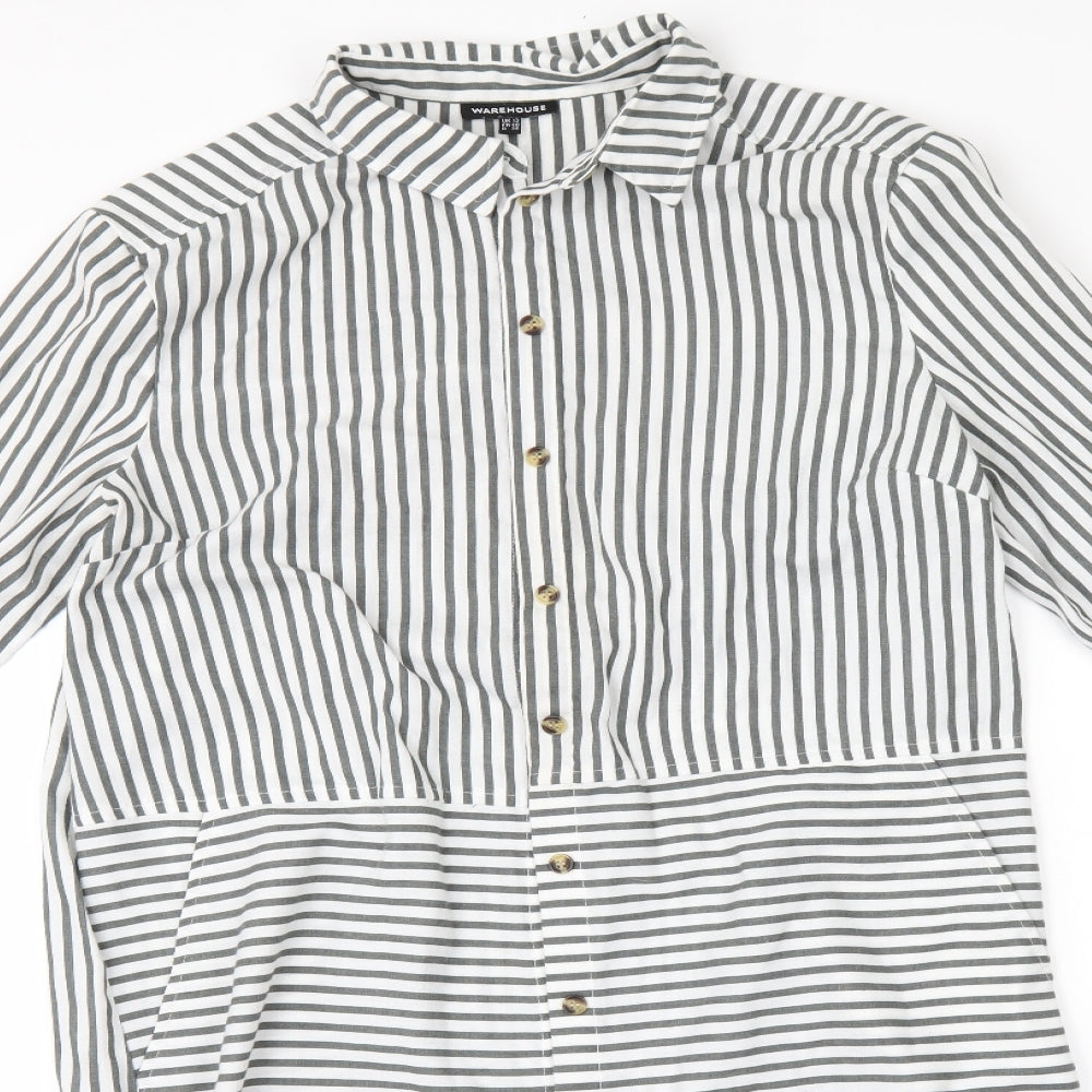 Warehouse Womens White Striped  Shirt Dress  Size 12