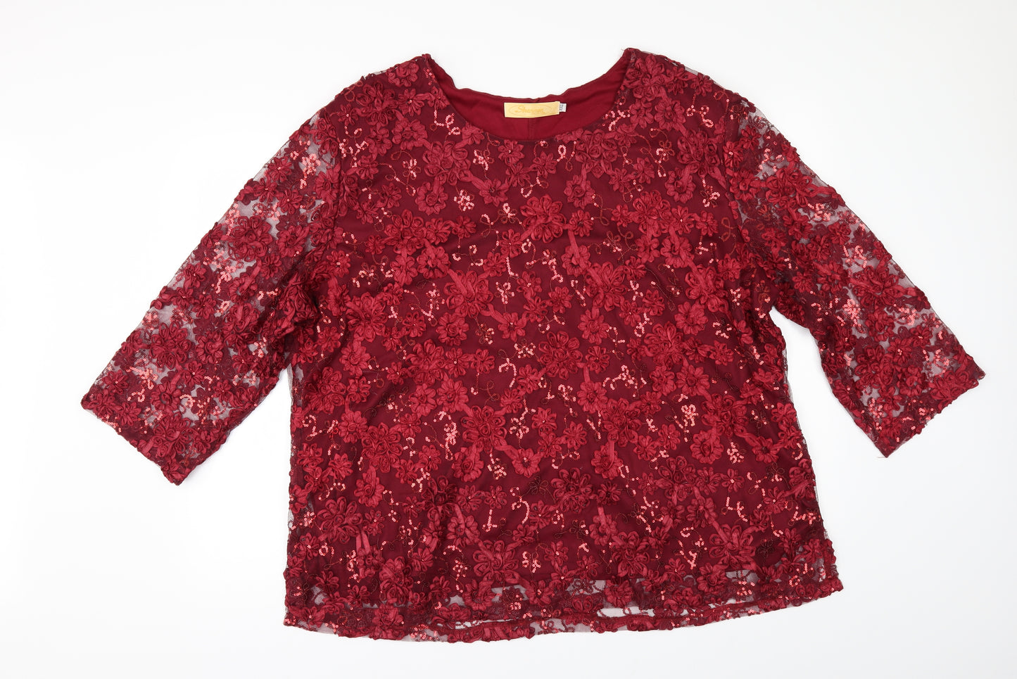 Shannon Womens Red   Tunic Blouse Size 2XL  - SEQUINS