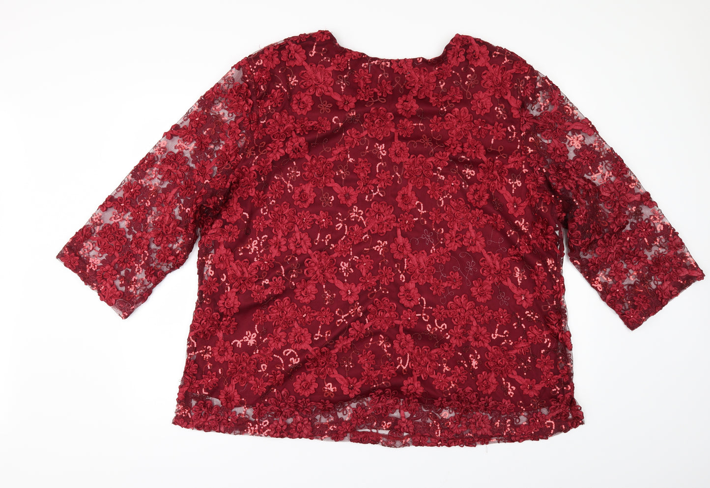 Shannon Womens Red   Tunic Blouse Size 2XL  - SEQUINS