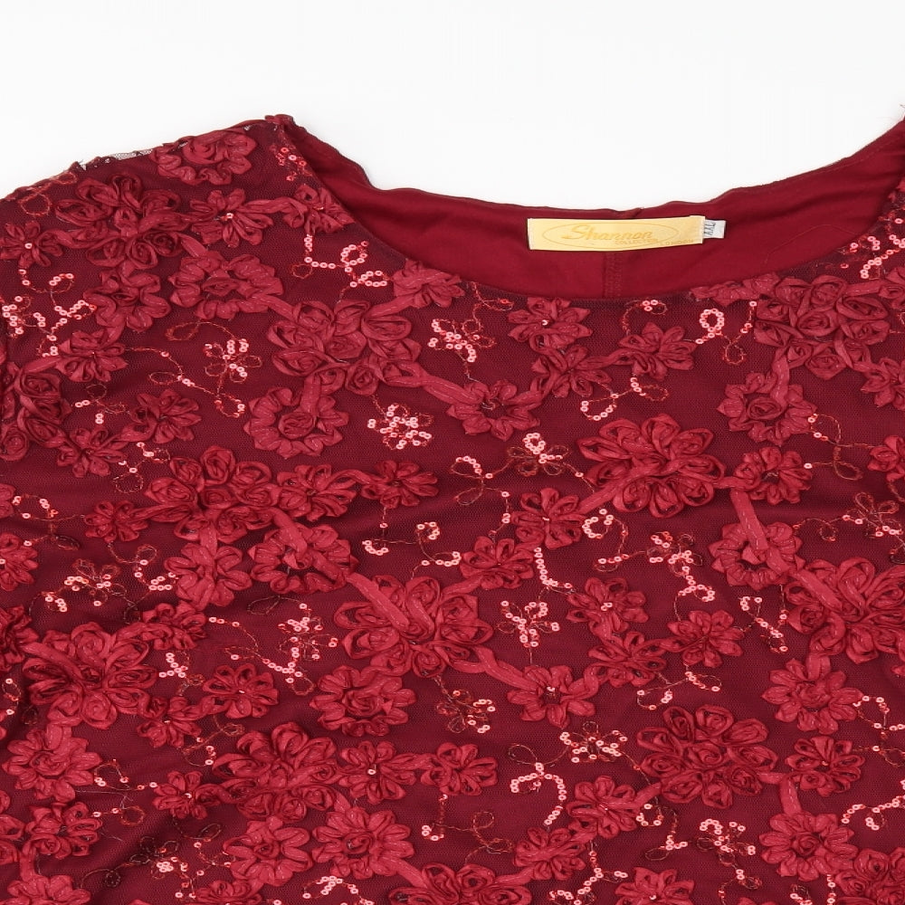 Shannon Womens Red   Tunic Blouse Size 2XL  - SEQUINS