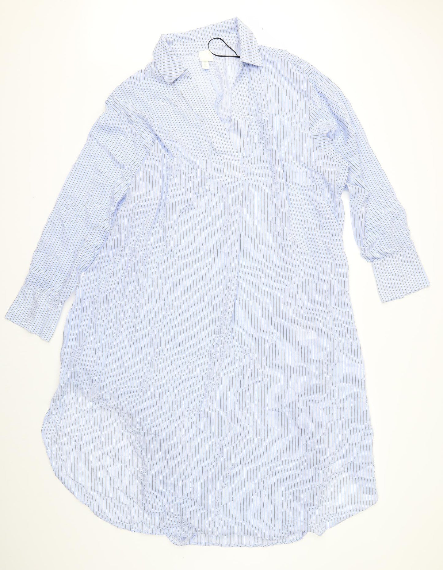 H&M Womens Blue Striped  Shirt Dress  Size M