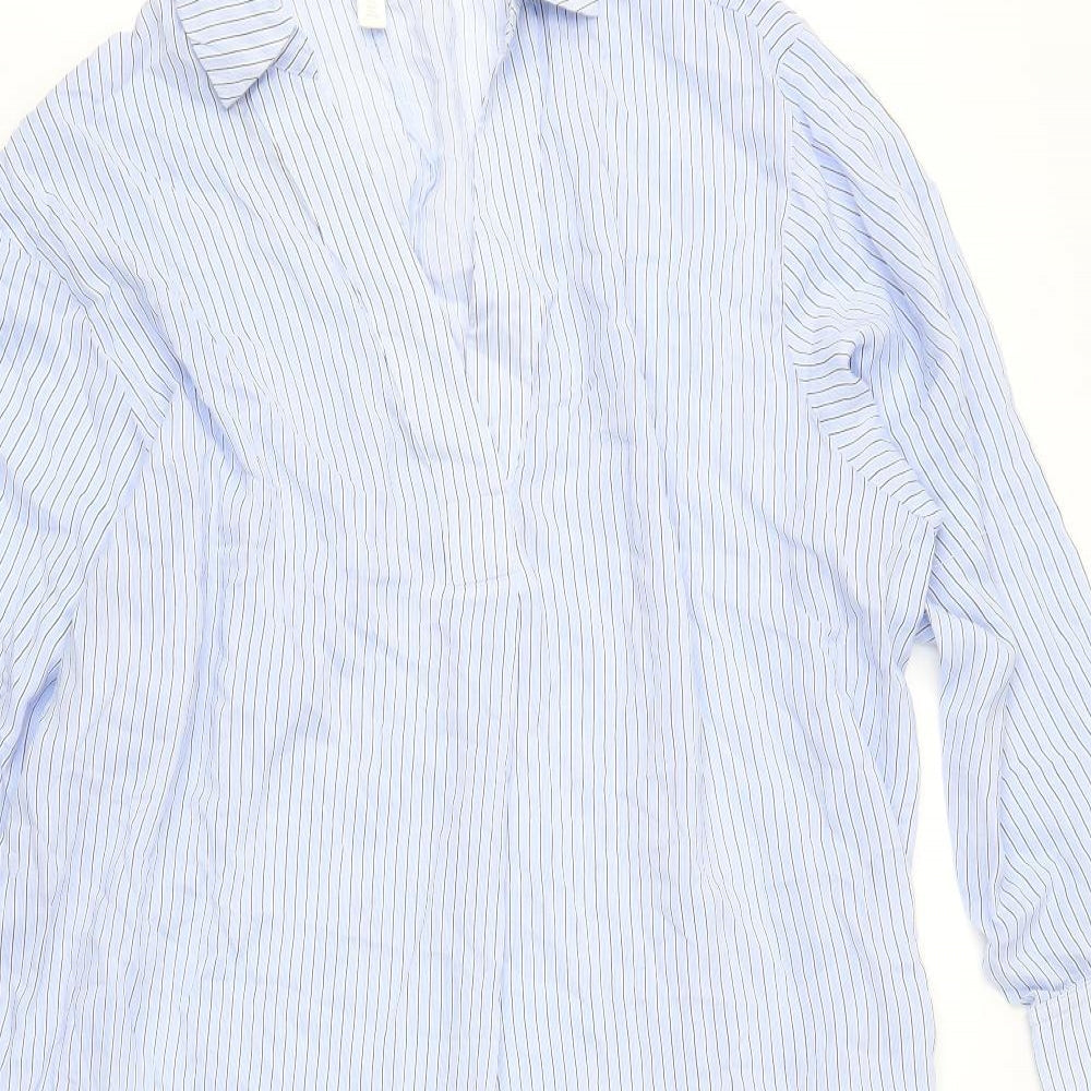 H&M Womens Blue Striped  Shirt Dress  Size M