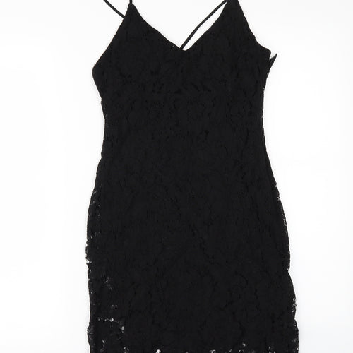 LOVE LIES Womens Black   Mini  Size S  - LACE SHAPED HEM