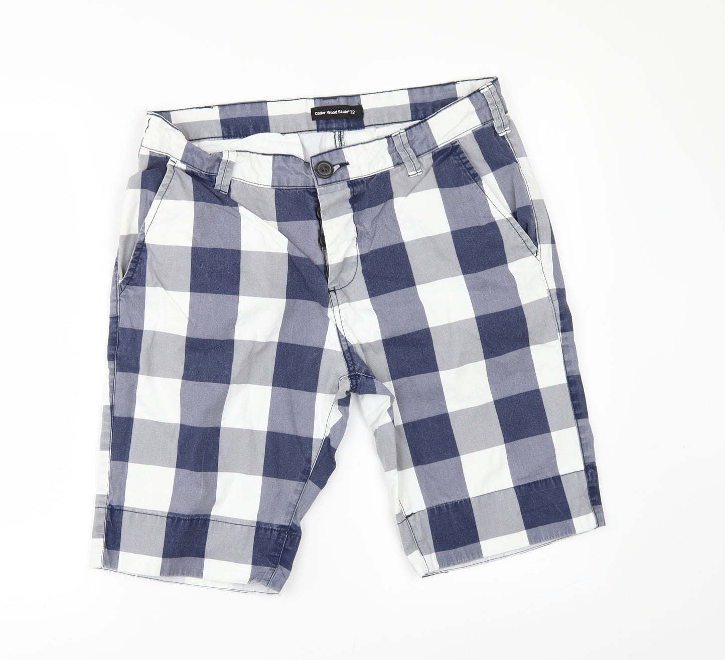 Cedar Wood State Mens Blue Check  Chino Shorts Size 32 in