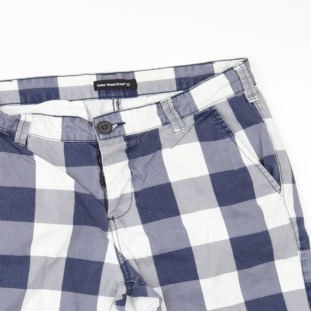 Cedar Wood State Mens Blue Check  Chino Shorts Size 32 in