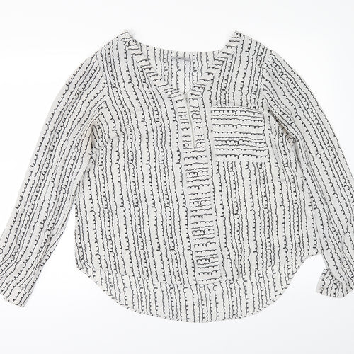 Papaya Womens White Striped  Tunic Blouse Size 14