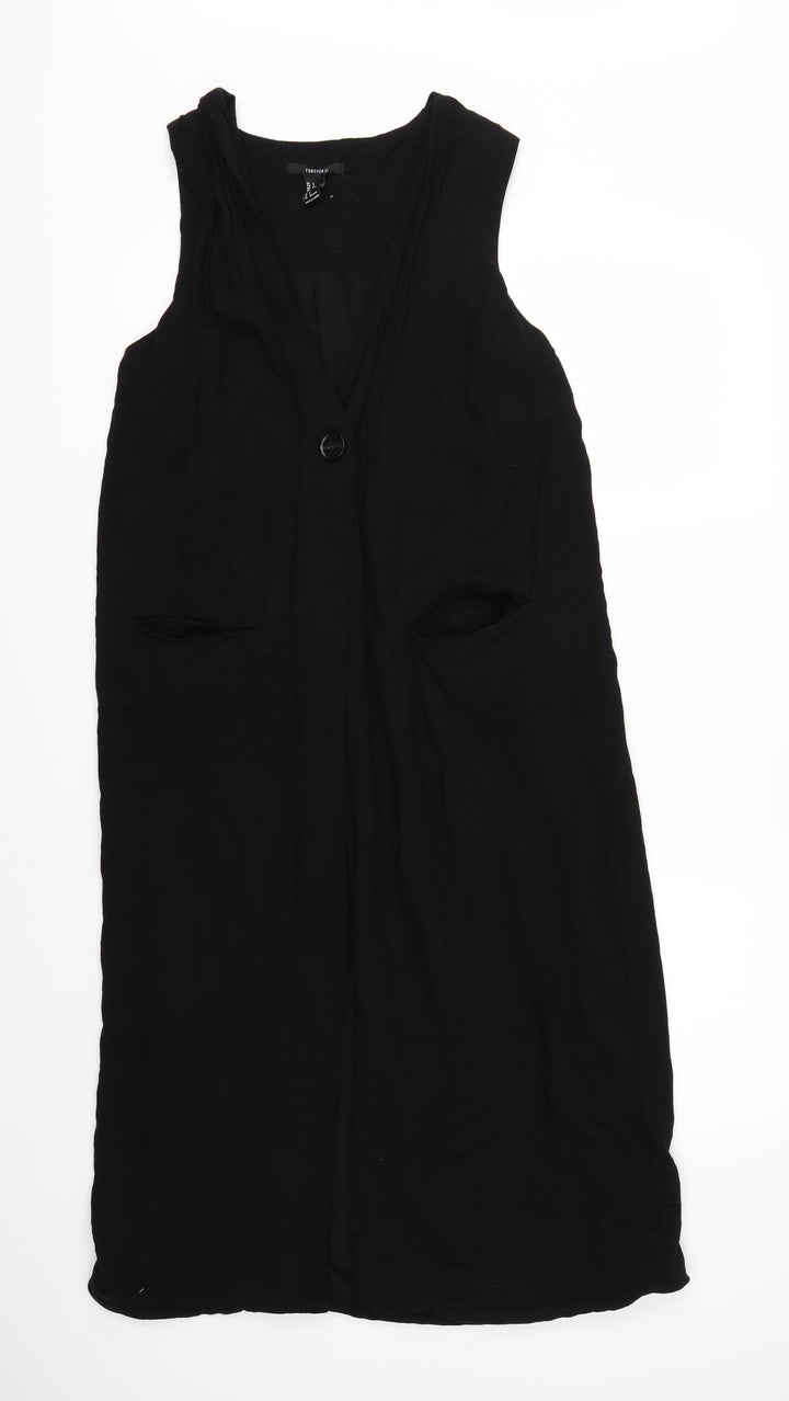 FOREVER 21 Womens Black Jacket Waistcoat Size S - LONG WAISTCOAT