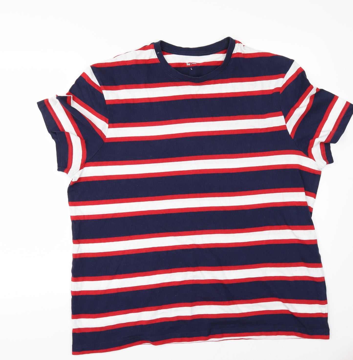 TU Mens Black Striped   T-Shirt Size L