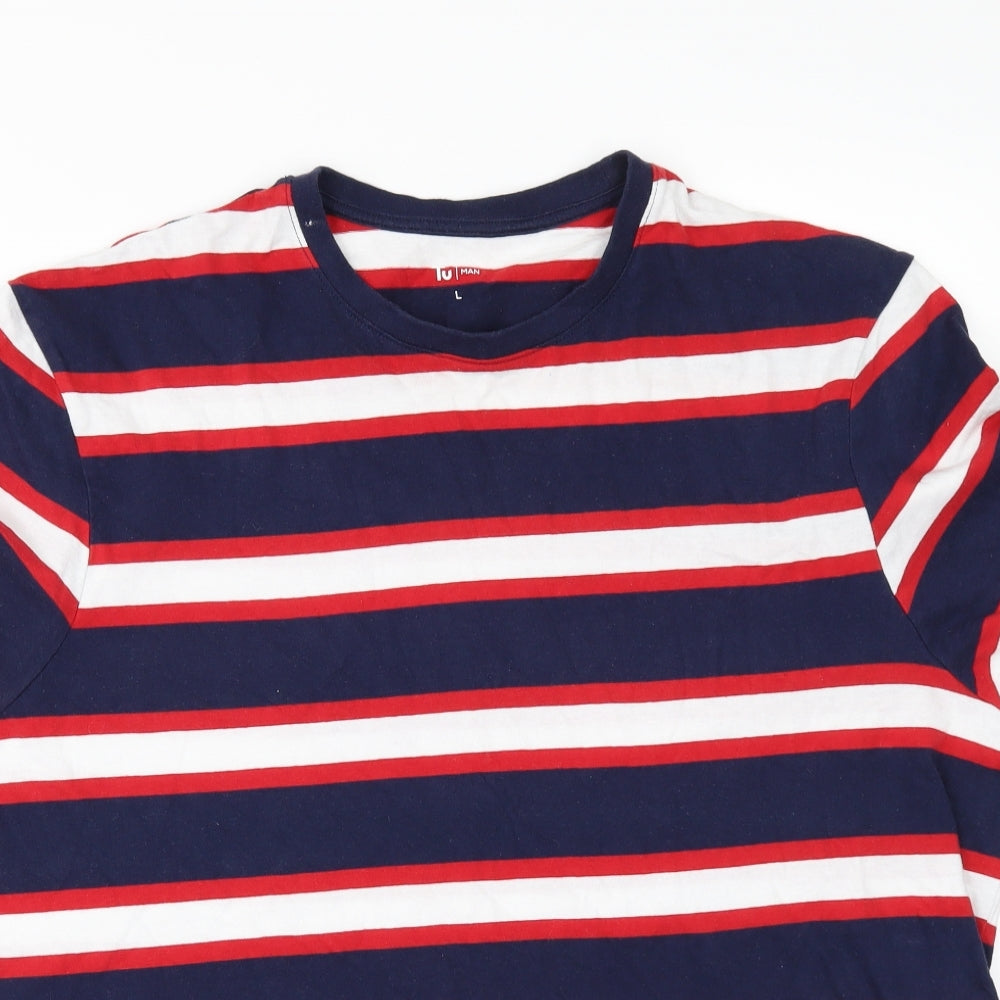 TU Mens Black Striped   T-Shirt Size L