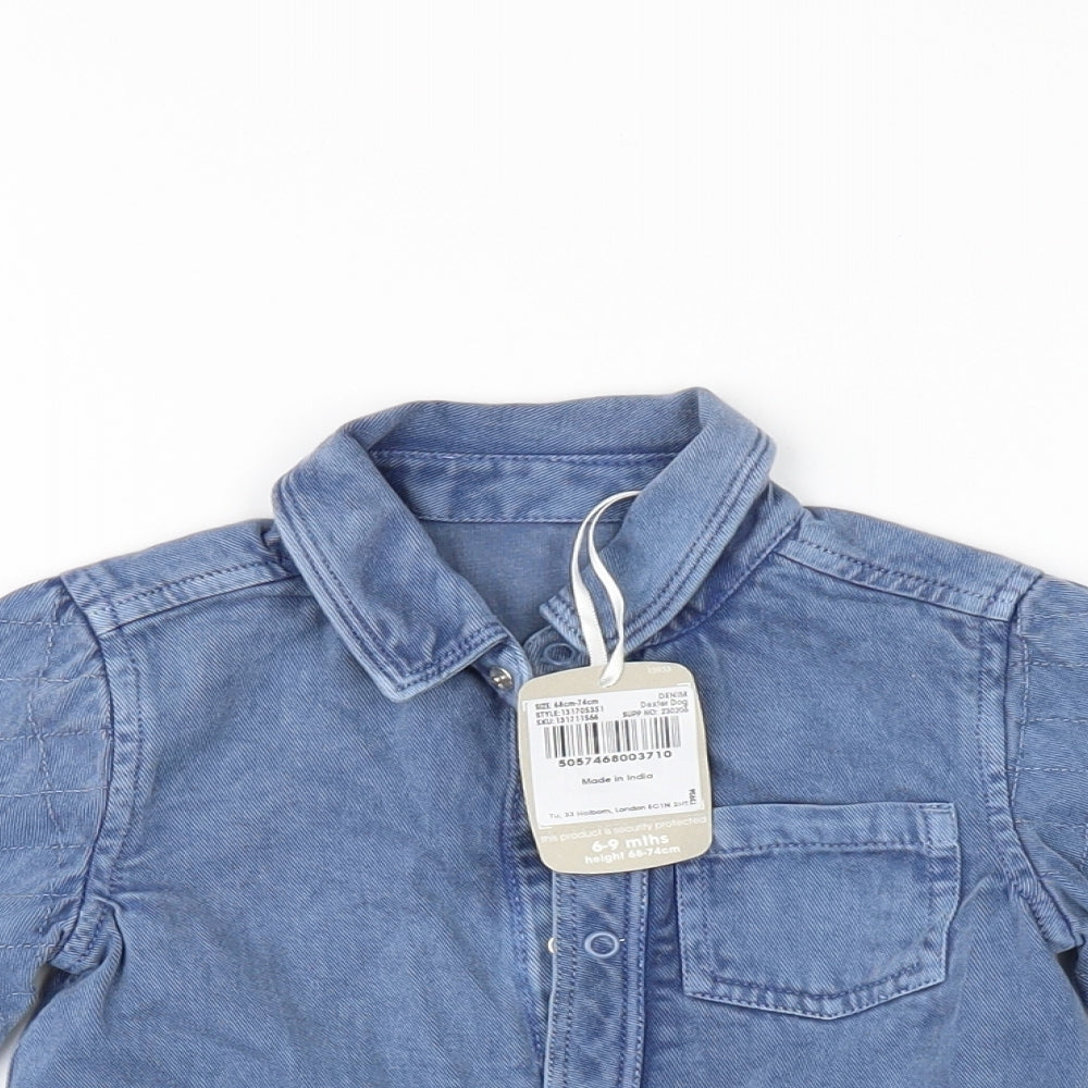 TU Boys Black  Denim Basic Button-Up Size 6-9 Months