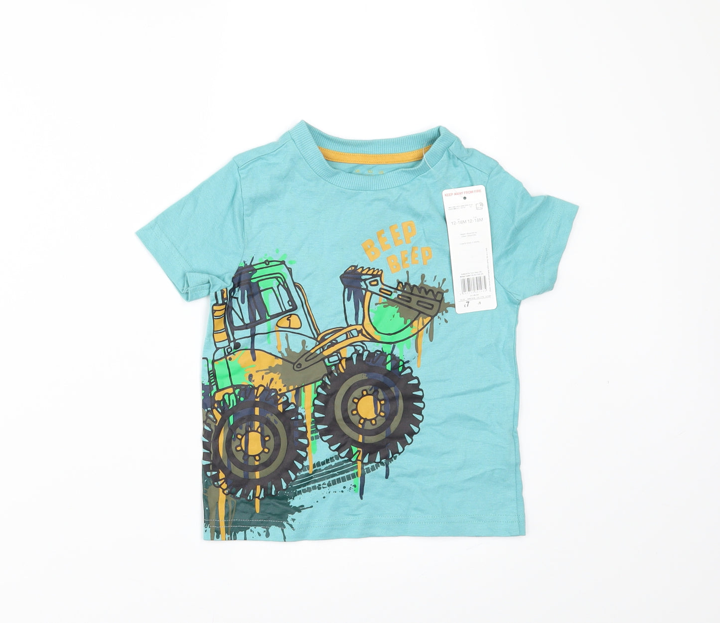 F&F Boys Green   Basic T-Shirt Size 12-18 Months  - TRACTOR