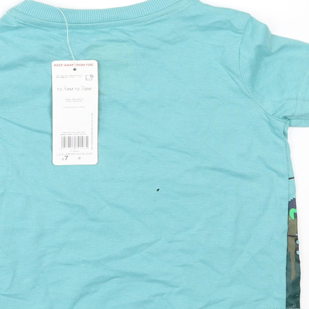 F&F Boys Green   Basic T-Shirt Size 12-18 Months  - TRACTOR