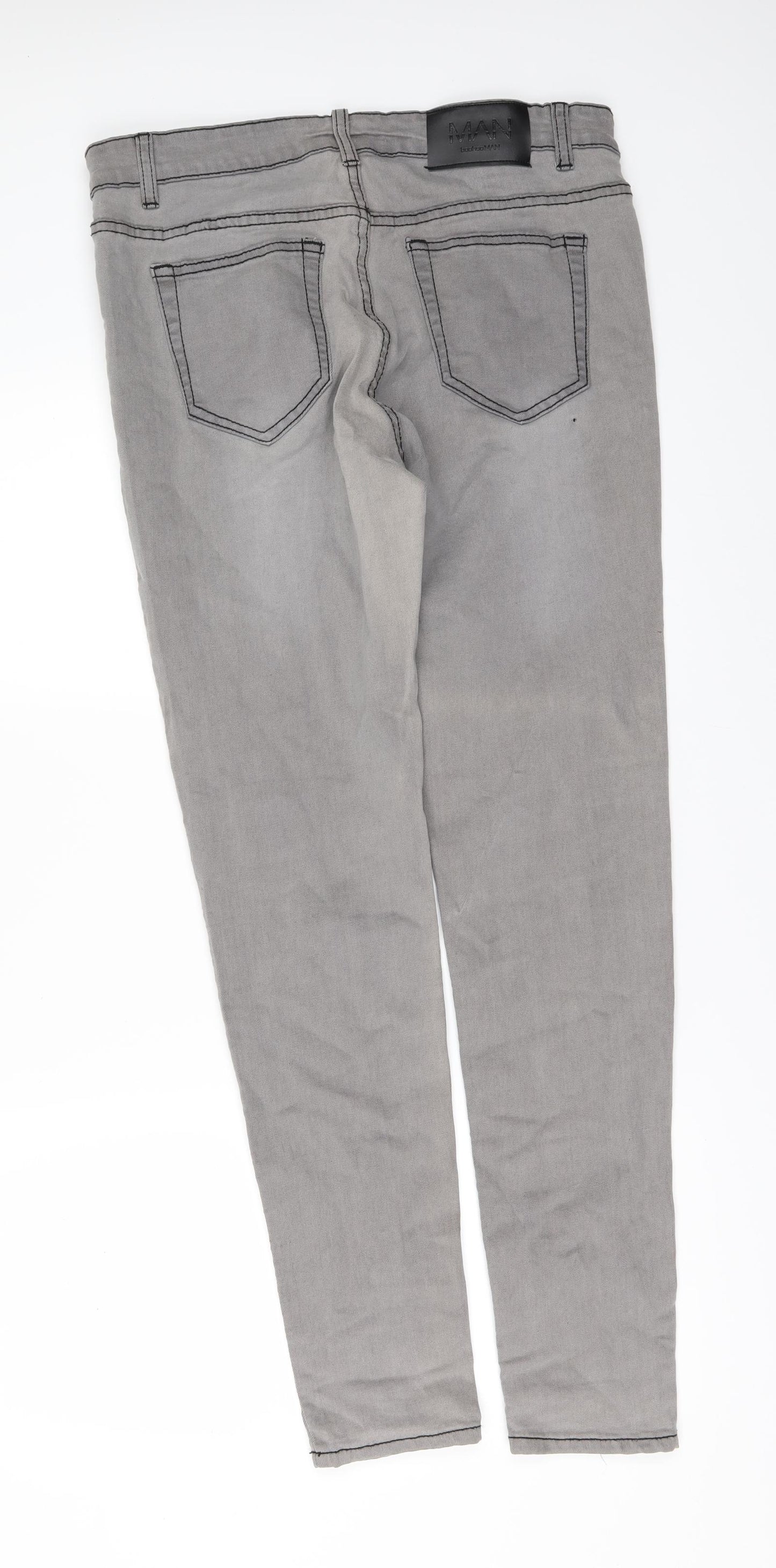 Boohoo Mens Grey  Denim Skinny Jeans Size 34 in L32 in