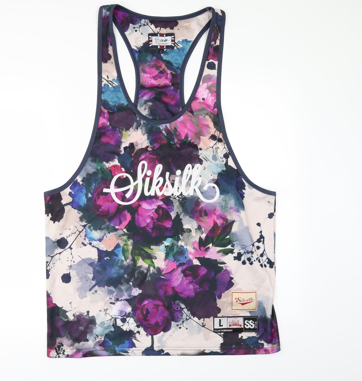 SikSilk Mens Multicoloured Floral  Basic T-Shirt Size L