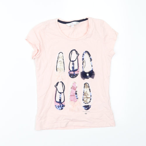 Jasper Conran Girls Pink   Basic T-Shirt Size 7-8 Years  - BALLET SHOES