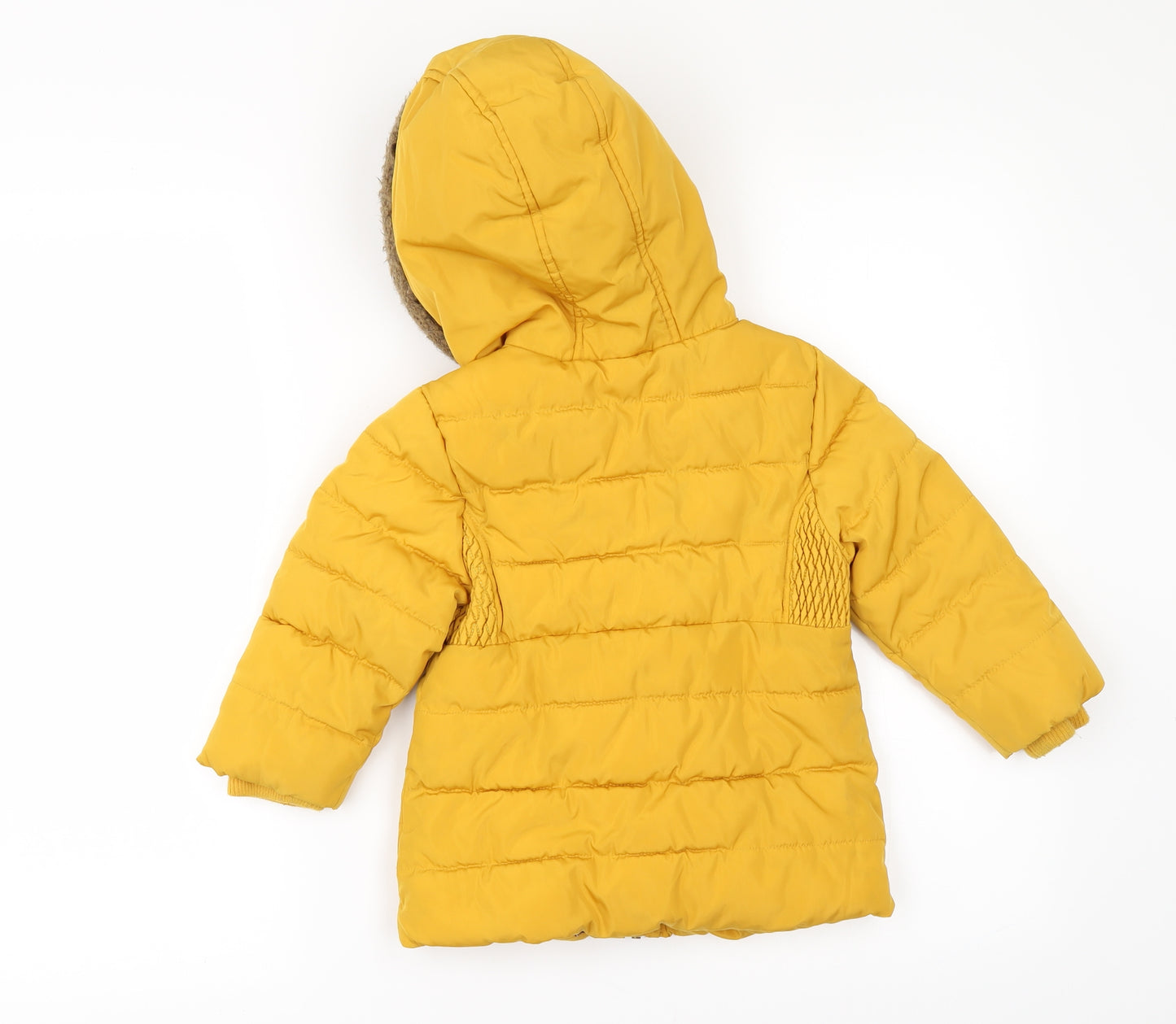 F&F Girls Yellow   Jacket  Size 18-24 Months  - Fur lined