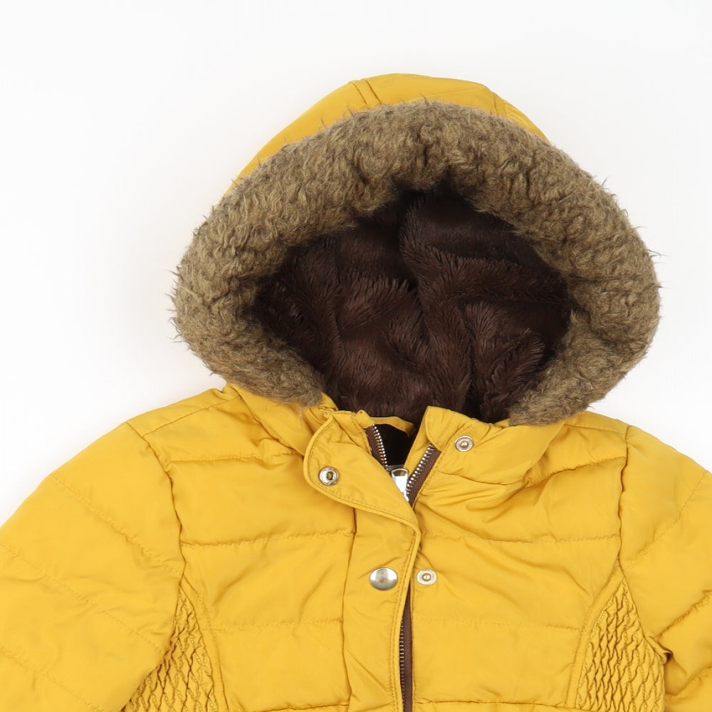 F&F Girls Yellow   Jacket  Size 18-24 Months  - Fur lined