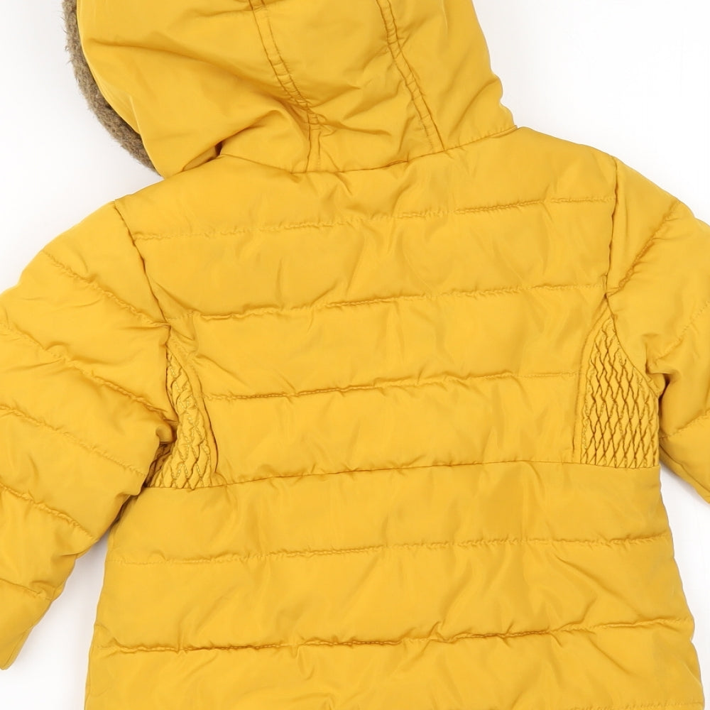 F&F Girls Yellow   Jacket  Size 18-24 Months  - Fur lined
