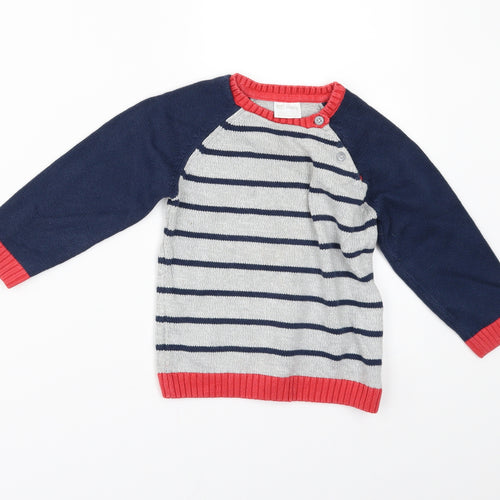F&F Boys Blue Striped  Pullover Jumper Size 12-18 Months
