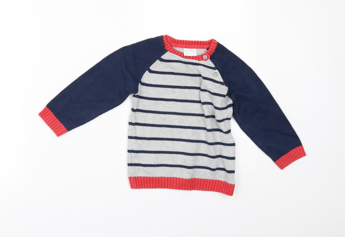 F&F Boys Blue Striped  Pullover Jumper Size 12-18 Months