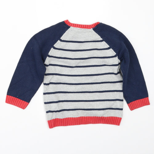 F&F Boys Blue Striped  Pullover Jumper Size 12-18 Months
