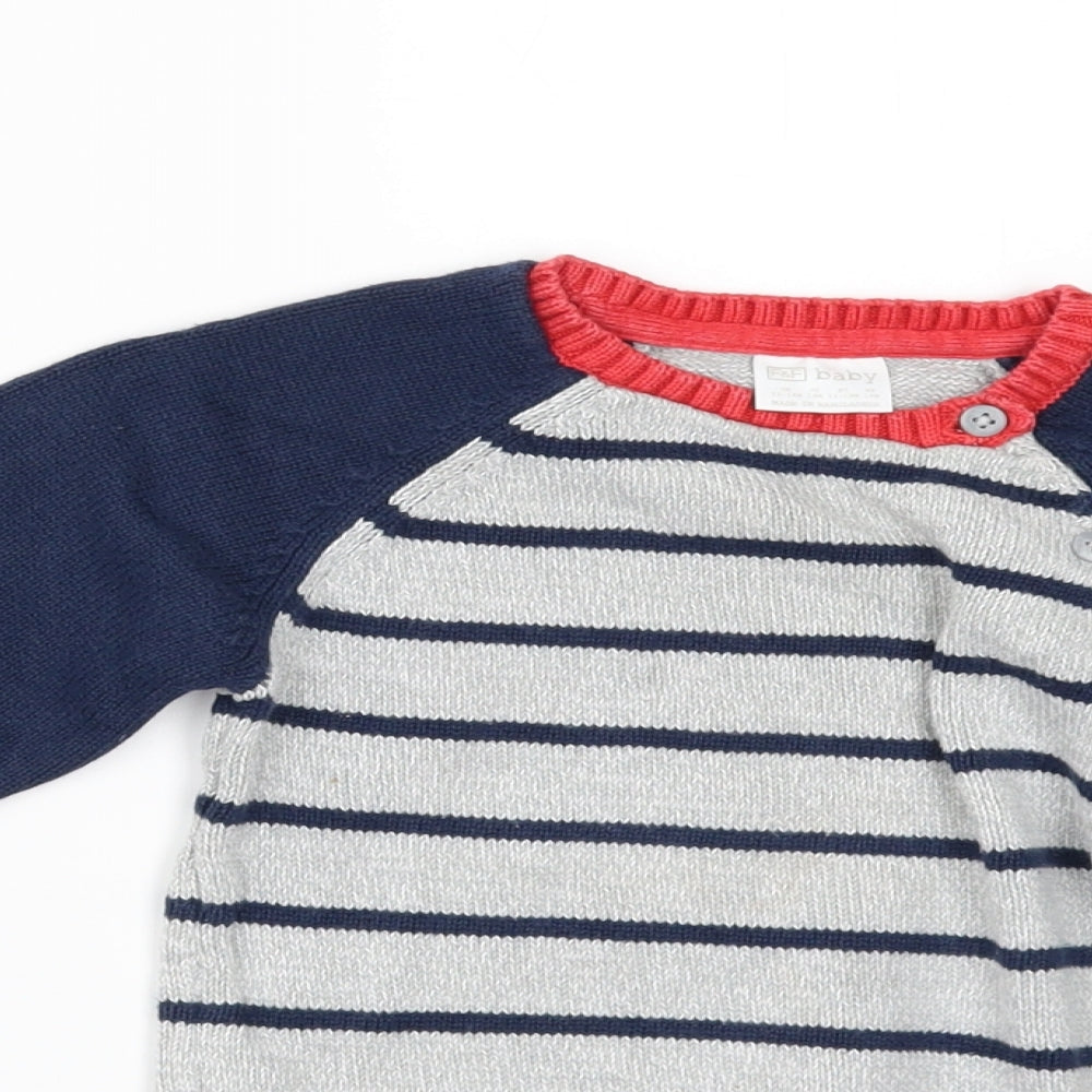 F&F Boys Blue Striped  Pullover Jumper Size 12-18 Months