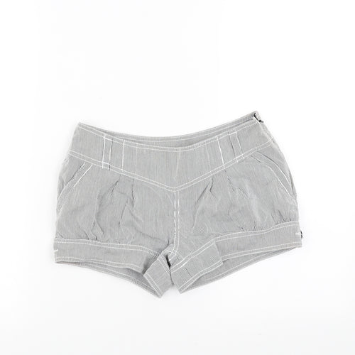 Miss Selfridge Womens Grey Striped  Hot Pants Shorts Size 6