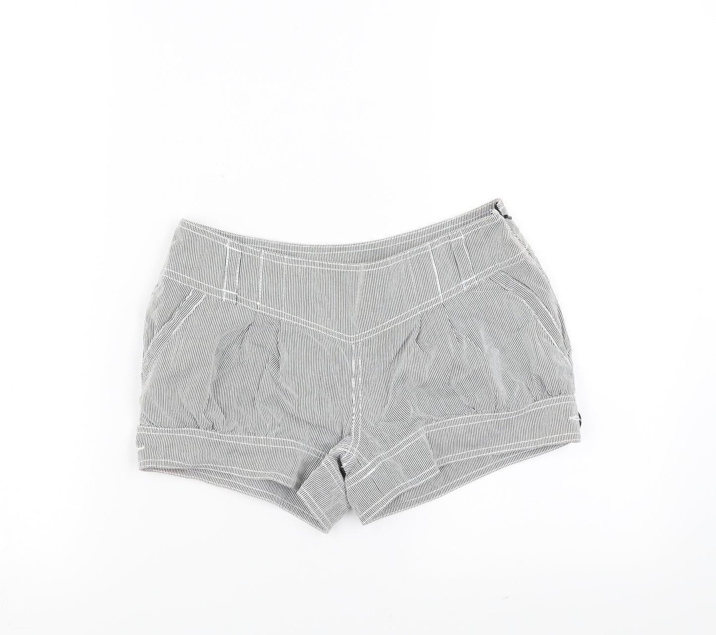 Miss Selfridge Womens Grey Striped  Hot Pants Shorts Size 6