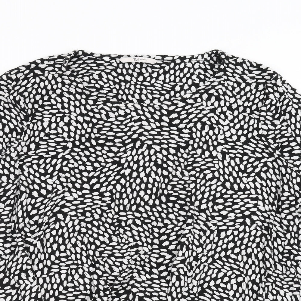 Sainsburys Womens Black Geometric  Basic Blouse Size 14