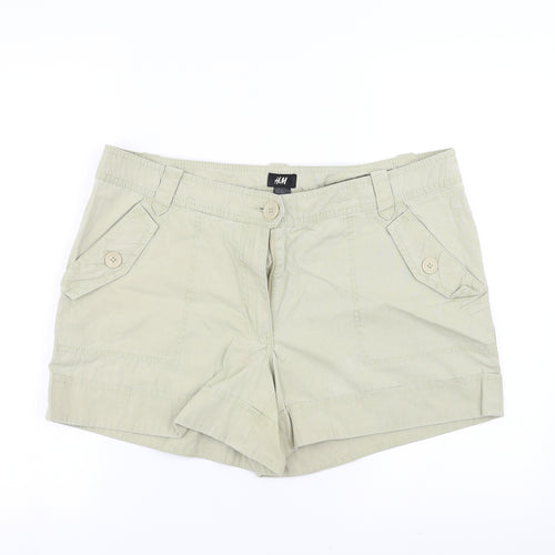 H&M Womens Green   Hot Pants Shorts Size 18