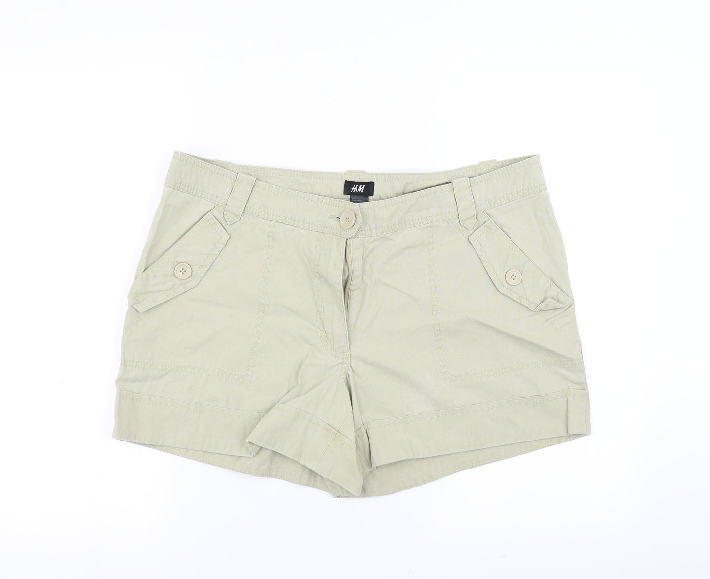 H&M Womens Green   Hot Pants Shorts Size 18