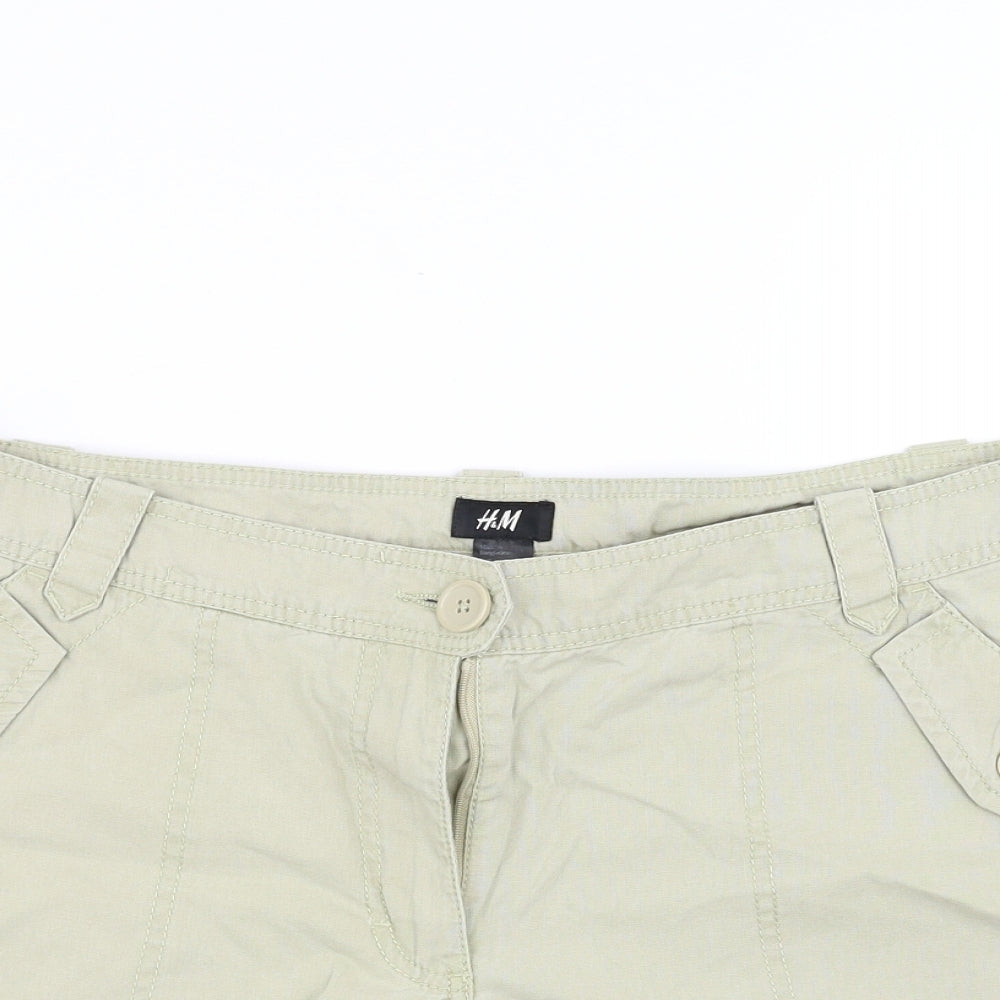 H&M Womens Green   Hot Pants Shorts Size 18