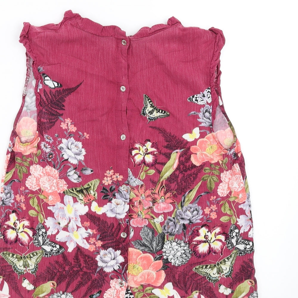 Oasis Womens Orange Floral  Basic Blouse Size 12