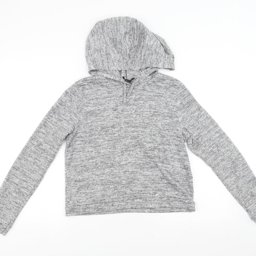 New Look Girls Grey   Pullover Hoodie Size 12-13 Years  - cropped