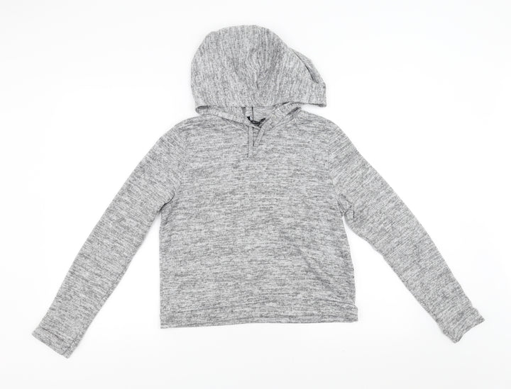 New Look Girls Grey Pullover Hoodie Size 12-13 Years - cropped
