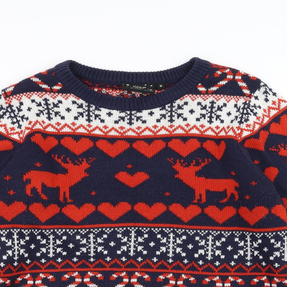 Brave Soul Womens Blue   Pullover Jumper Size 18  - Christmas  Jumper